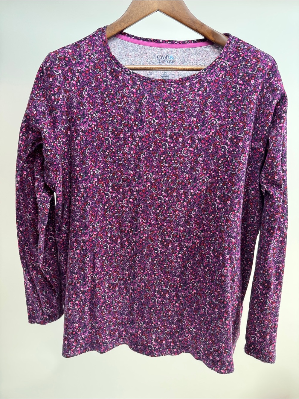 croft & barrow Purple Floral Print Long Sleeve Tee